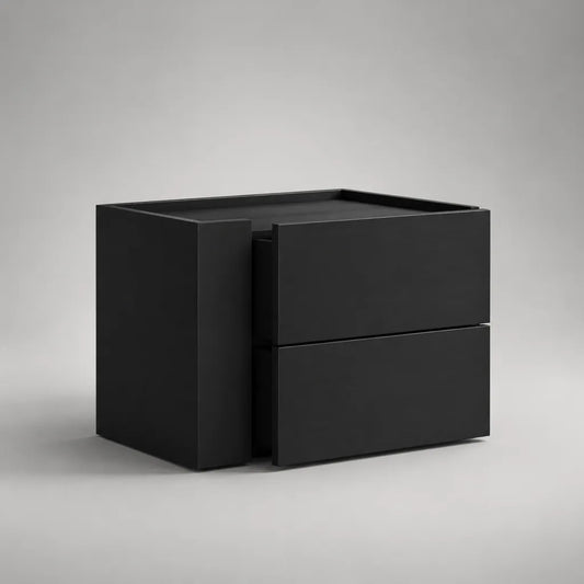 Table de chevet rectangulaire en MDF noir à 2 tiroirs, 45 x 40 x 50 cm