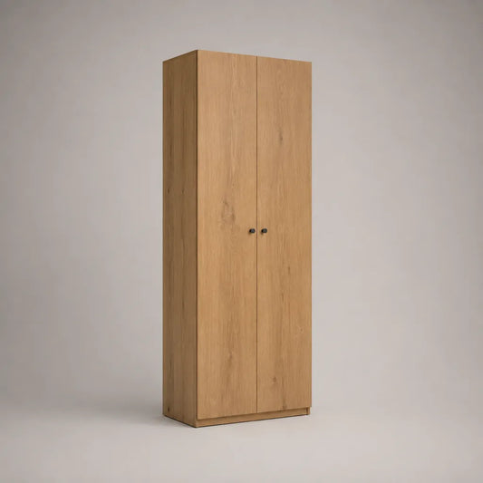 Armoire de rangement à 2 portes en bois, chêne naturel et noir, 80 × 50 × 180 cm