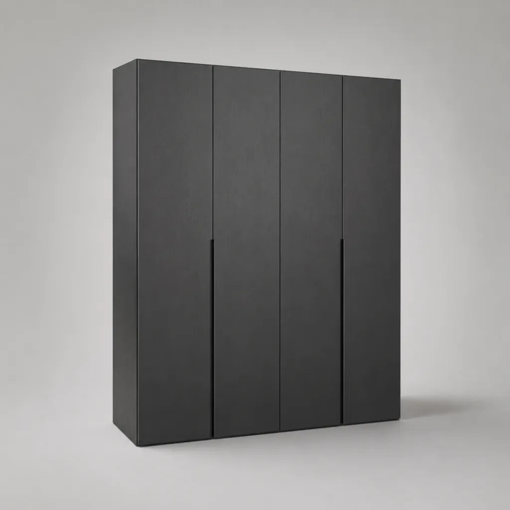 Armoire rectangulaire à 4 portes en panneaux de particules mélaminés anthracite, 180 × 60 × 220 cm