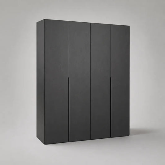 Armoire rectangulaire à 4 portes en panneaux de particules mélaminés anthracite, 180 × 60 × 220 cm