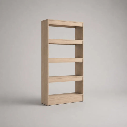 Bibliothèque ouverte en bois à 5 niveaux, chêne clair, 80 × 30 × 180 cm