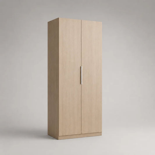Armoire penderie 2 portes en panneaux de particules mélaminés effet chêne clair, 80 × 50 × 180 cm